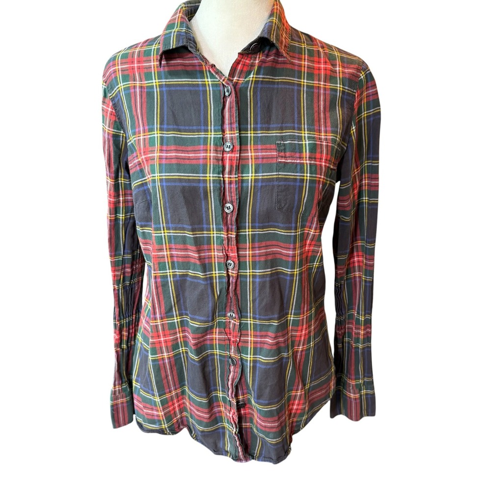 J.Crew Womens Perfect Fit Tartan Plaid Button Down Shirt Red Green Navy S #195